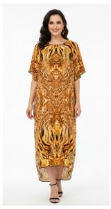 Golden Savanna Kaftan Boat Neck