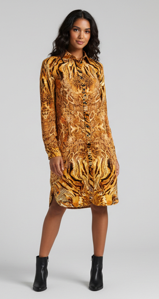 Golden Savanna High Shirt Dress